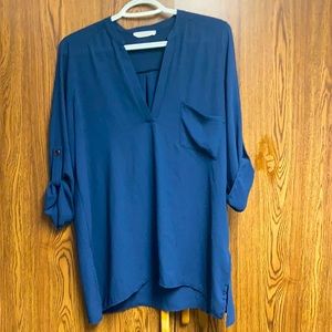 Lush Brand 3/4 sleeve blue shirt. Perfect for interviews or everyday work